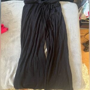 Black knit wide leg pants